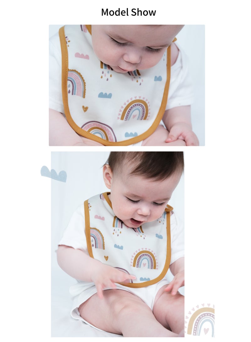 insular 3 Pack Baby Bibs, Soft Cotton Drool Bibs with Snap Closure, Absorbent Bibs for Teething Babies and Toddlers, Adjustable and Easy Clean, Purple/White - Image 5